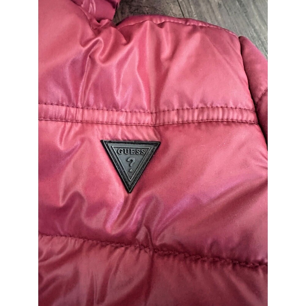 Guess Kids Toddlers Boys Puffer Hooded Jacket Trendy Holidays Red Burgundy S(4) - Picture 3 of 12